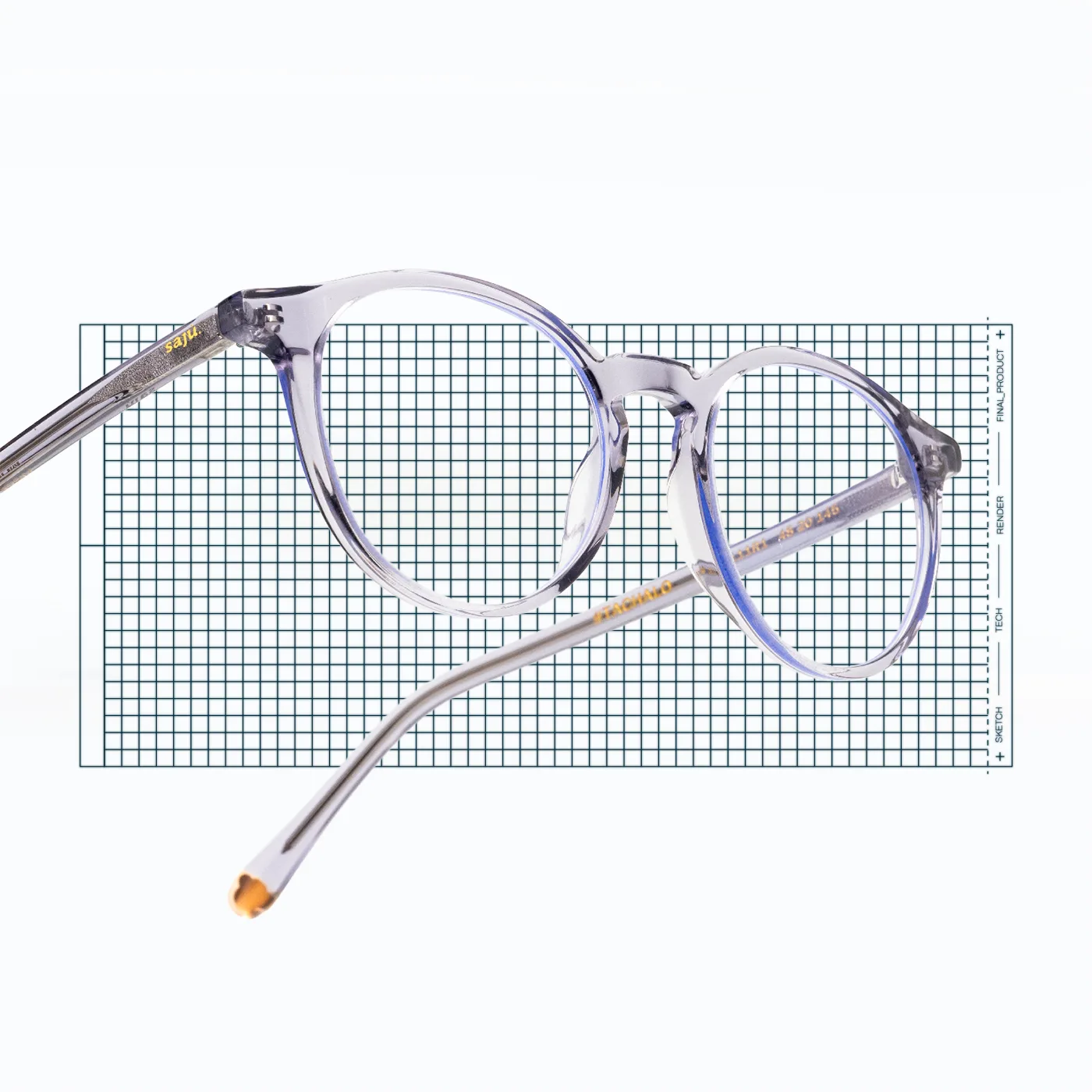 Optical frame design with a technical proportion study