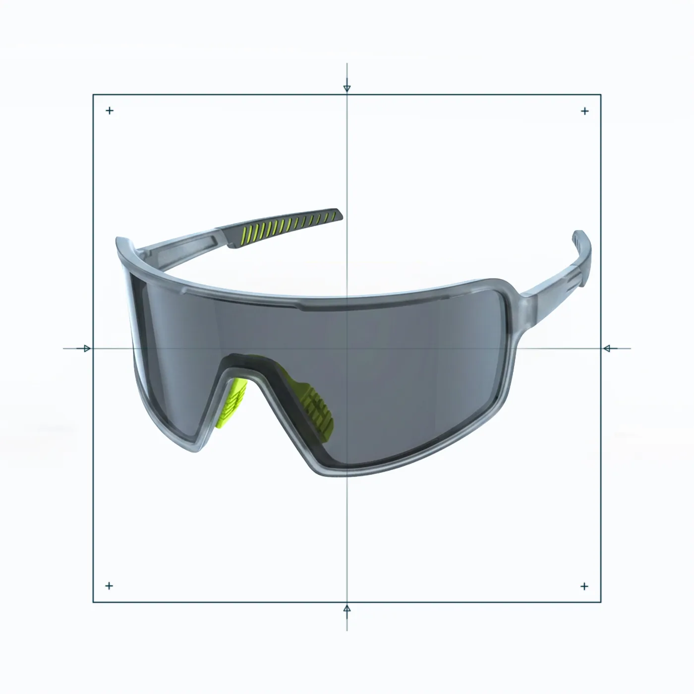 Wraparound sports sunglasses in grey and green