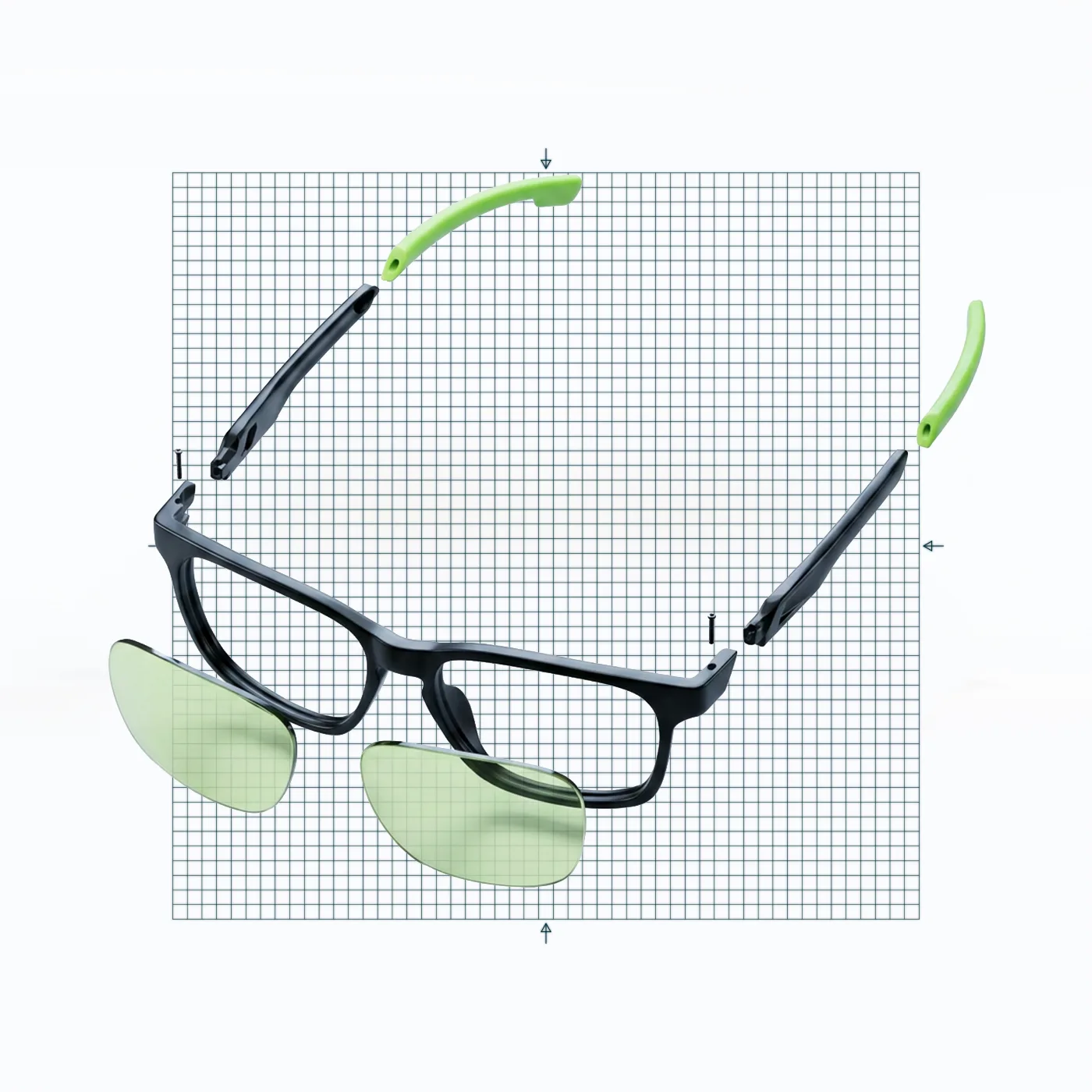 Optical frame concept with green lens elements