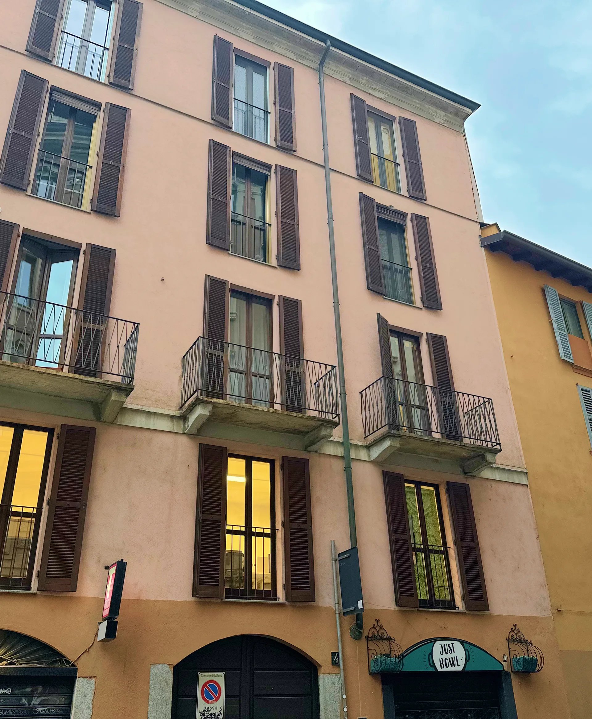 Exterior of the building containing the MILOSSI studio in Milan